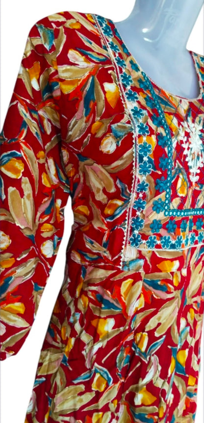 Maverick Red Anarkali Kurti