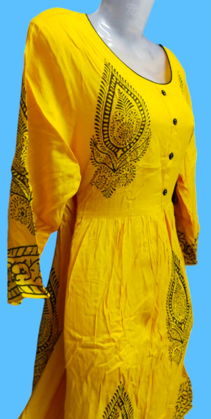 Maverick Yellow Anarkali Kurti