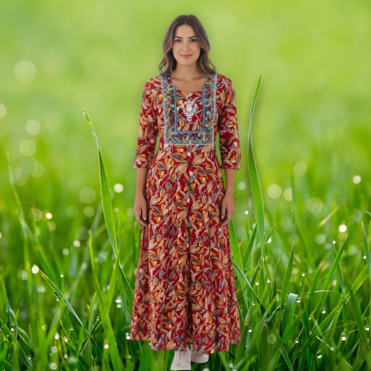 Maverick Red Anarkali Kurti