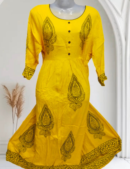 Maverick Yellow Anarkali Kurti